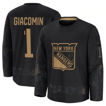 Men's Eddie Giacomin New York Rangers 2024 Military Appreciation Practice Jersey - Black Premium