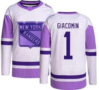 Men's Eddie Giacomin New York Rangers Hockey Fights Cancer Jersey - Authentic