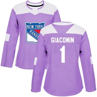 Women's Eddie Giacomin New York Rangers Fights Cancer Practice Jersey - Purple Authentic