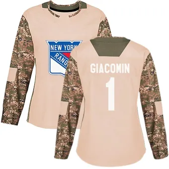 Women's Eddie Giacomin New York Rangers Veterans Day Practice Jersey - Camo Authentic