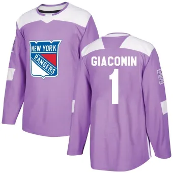 Youth Eddie Giacomin New York Rangers Fights Cancer Practice Jersey - Purple Authentic