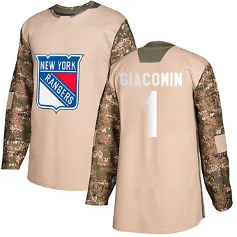 Youth Eddie Giacomin New York Rangers Veterans Day Practice Jersey - Camo Authentic