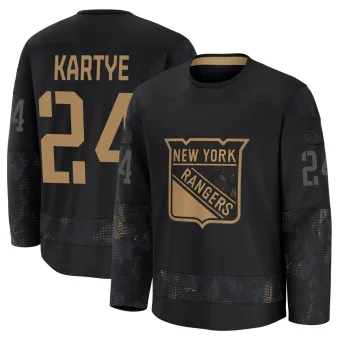 Youth Tye Kartye New York Rangers 2024 Military Appreciation Practice Jersey - Black Premium